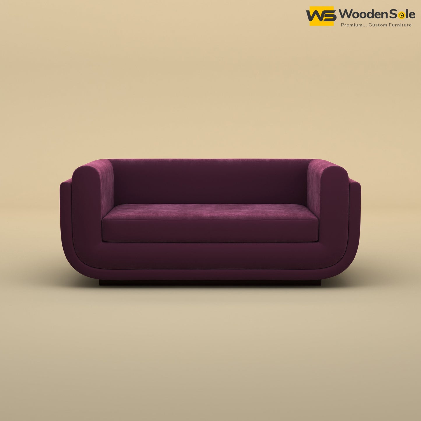 Vedant Two Seater Sofa (Velvet, Dark Purple)