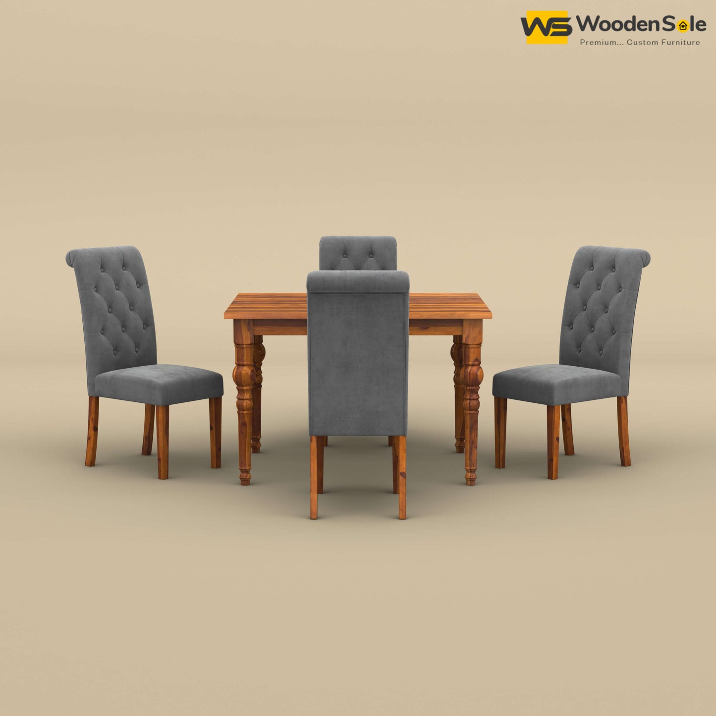Elliot Dining Table 4 Seater Set (Honey Finish)