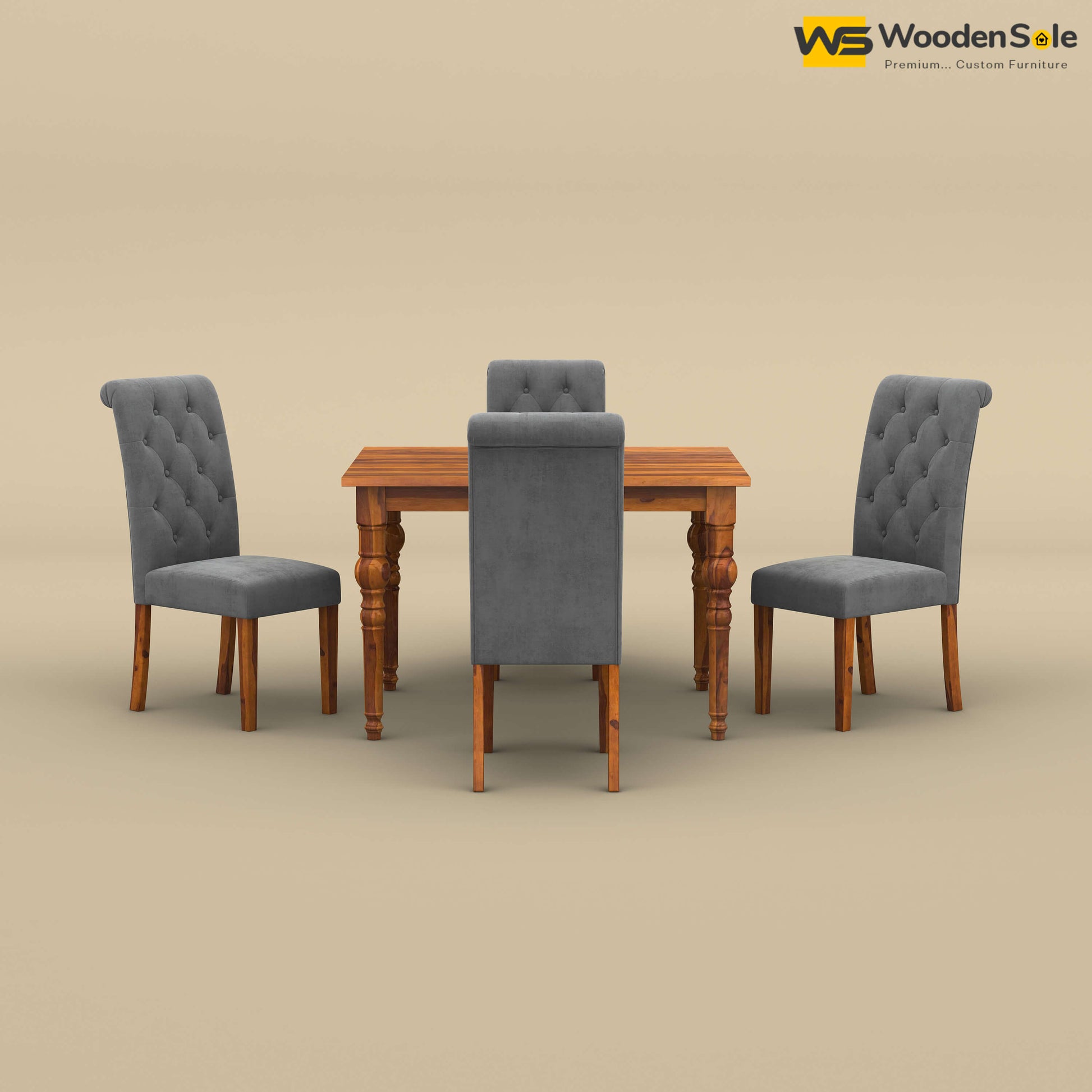 Elliot Dining Table 4 Seater Set (Honey Finish)