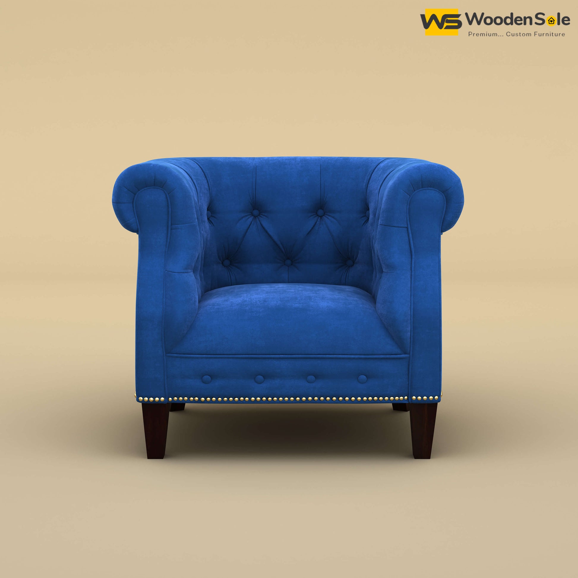 Olivia Wing Chair (Velvet, Royal Blue)