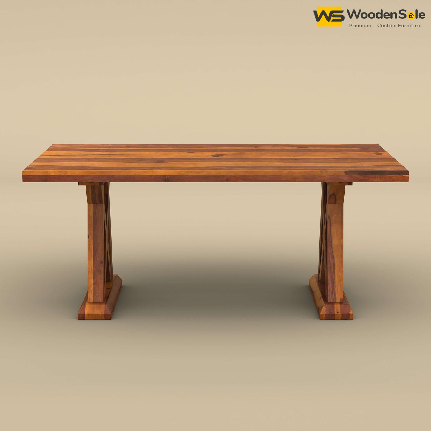 Criss Cross 6 Seater Dining Table (Honey Finish)