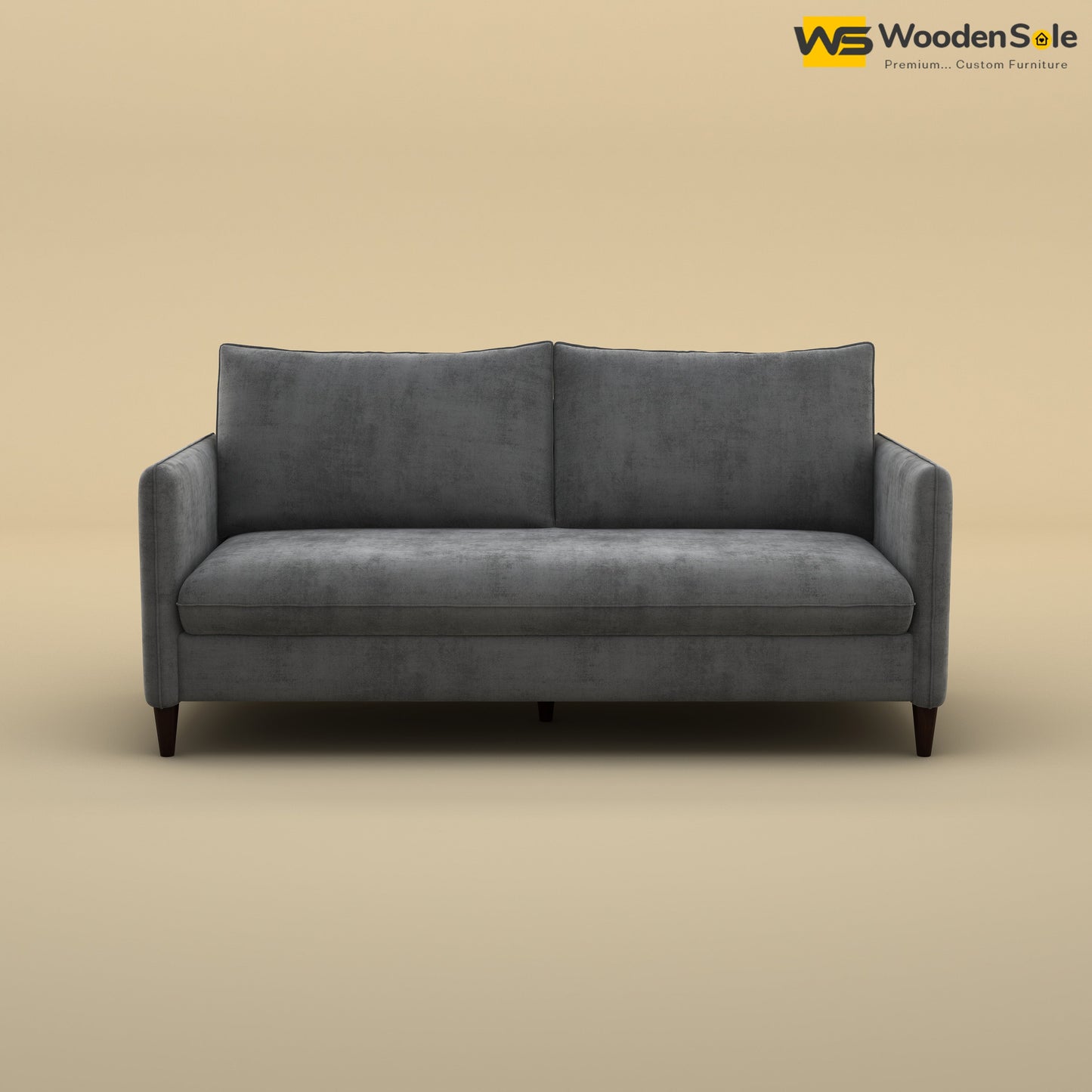 Citron 3 Seater Fabric Sofa (Velvet, Charcoal Gray)