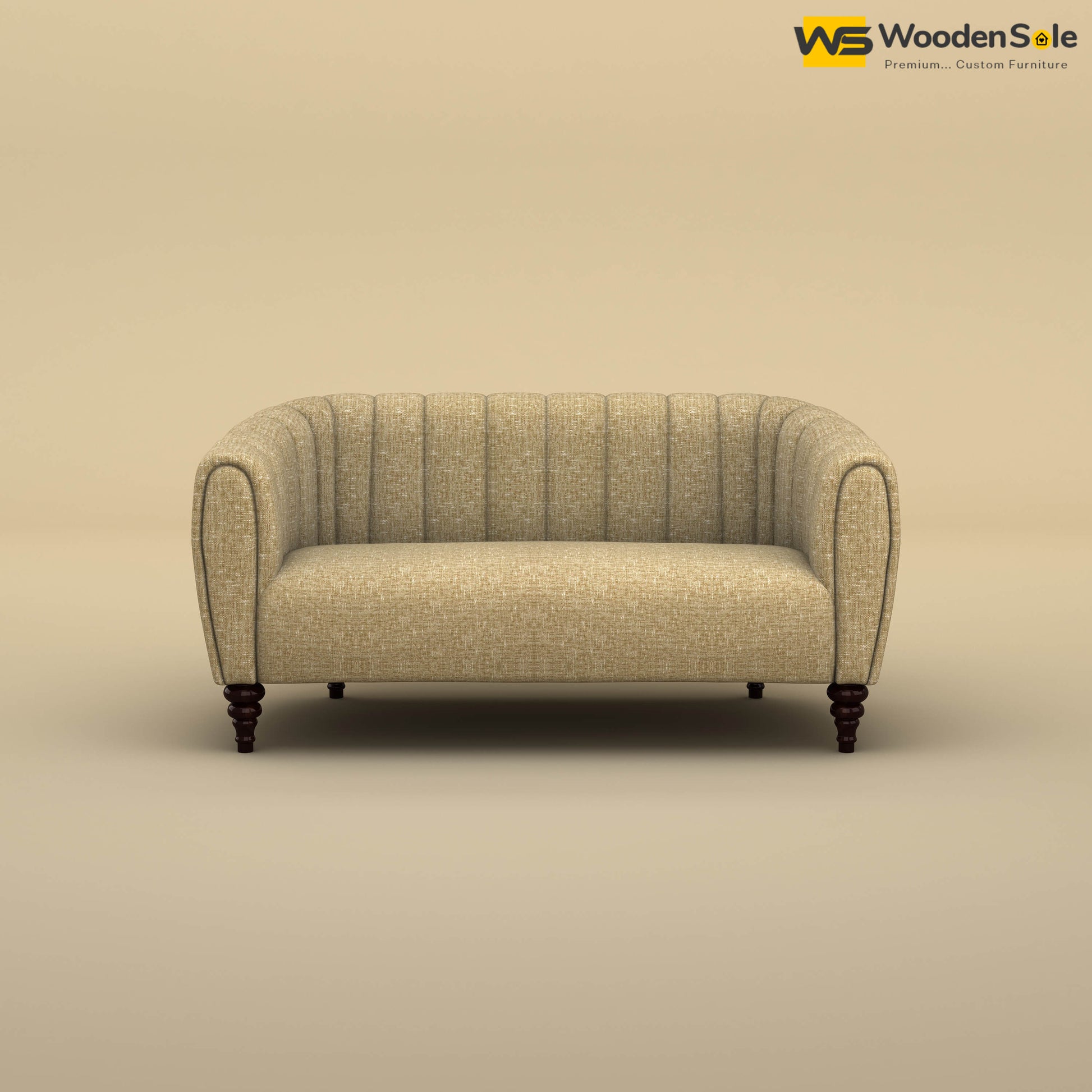 Amaya Two Seater Fabric Sofa (Cotton, Faux Cream)