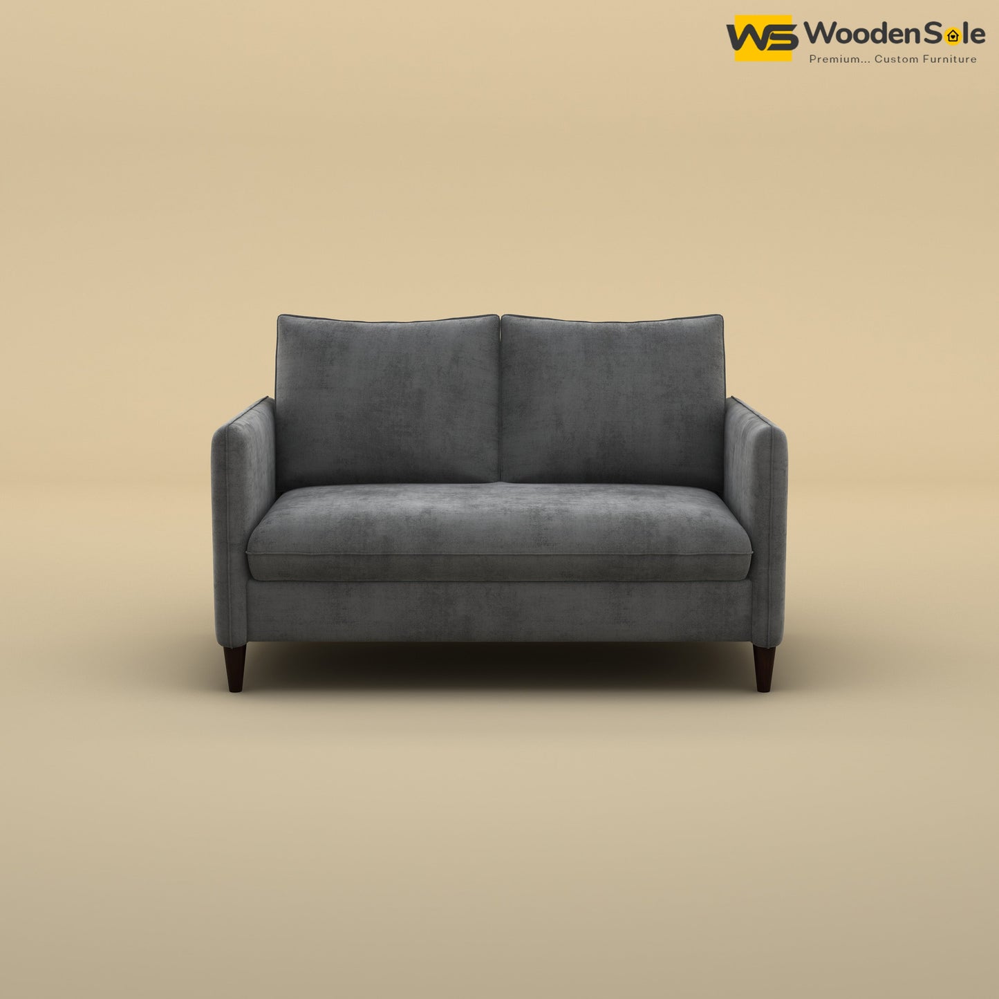 Citron 2 Seater Fabric Sofa (Velvet, Charcoal Gray)