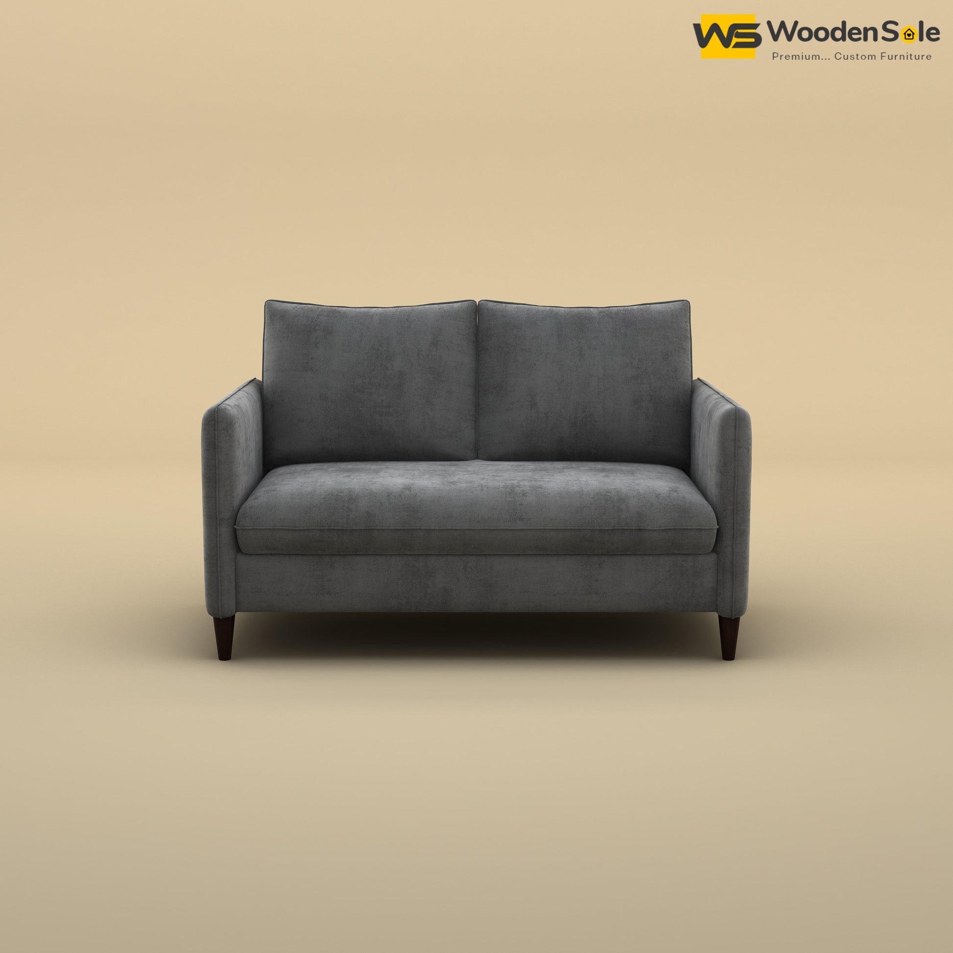 Citron 2 Seater Fabric Sofa (Velvet, Charcoal Gray)