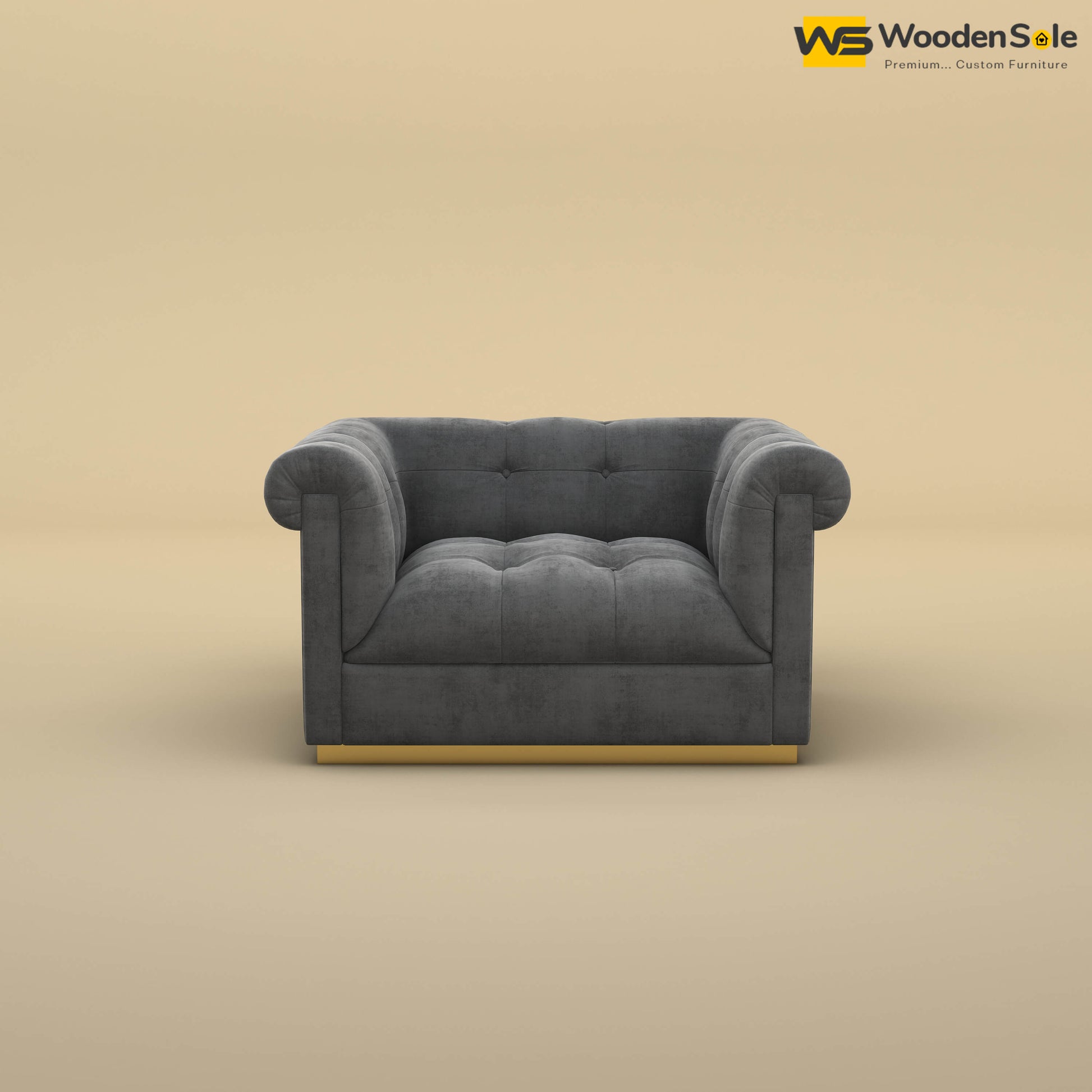 Morrison 1 Seater Fabric Sofa (Velvet, Charcoal Gray)