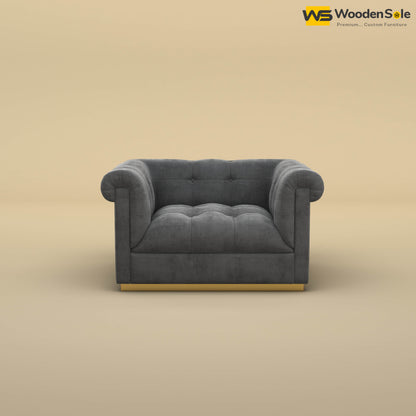 Morrison 1 Seater Fabric Sofa (Velvet, Charcoal Gray)