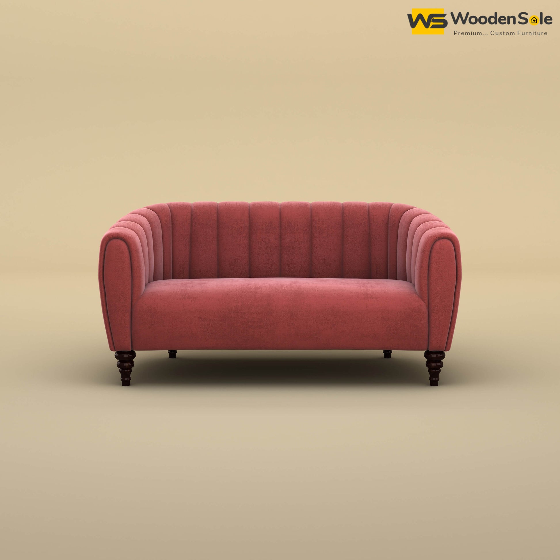 Amaya Two Seater Fabric Sofa (Velvet, Pink)