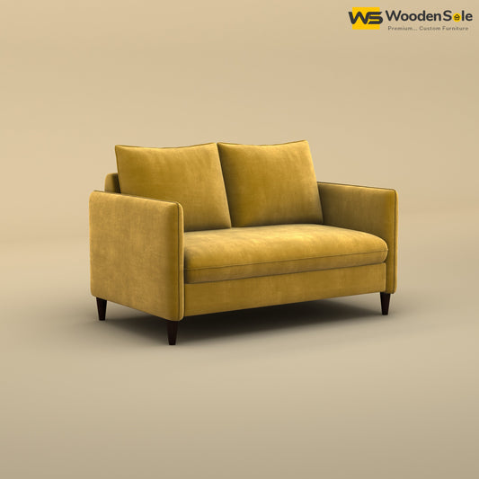 Citron 2 Seater Fabric Sofa (Velvet, Mustard Yellow)