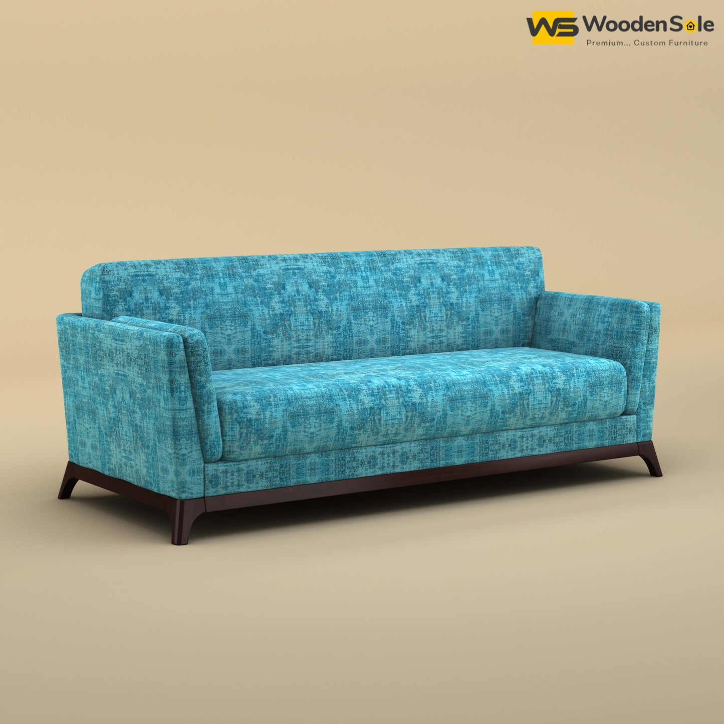 Bruno 3 Seater Sofa (Cotton, Teal Blue)