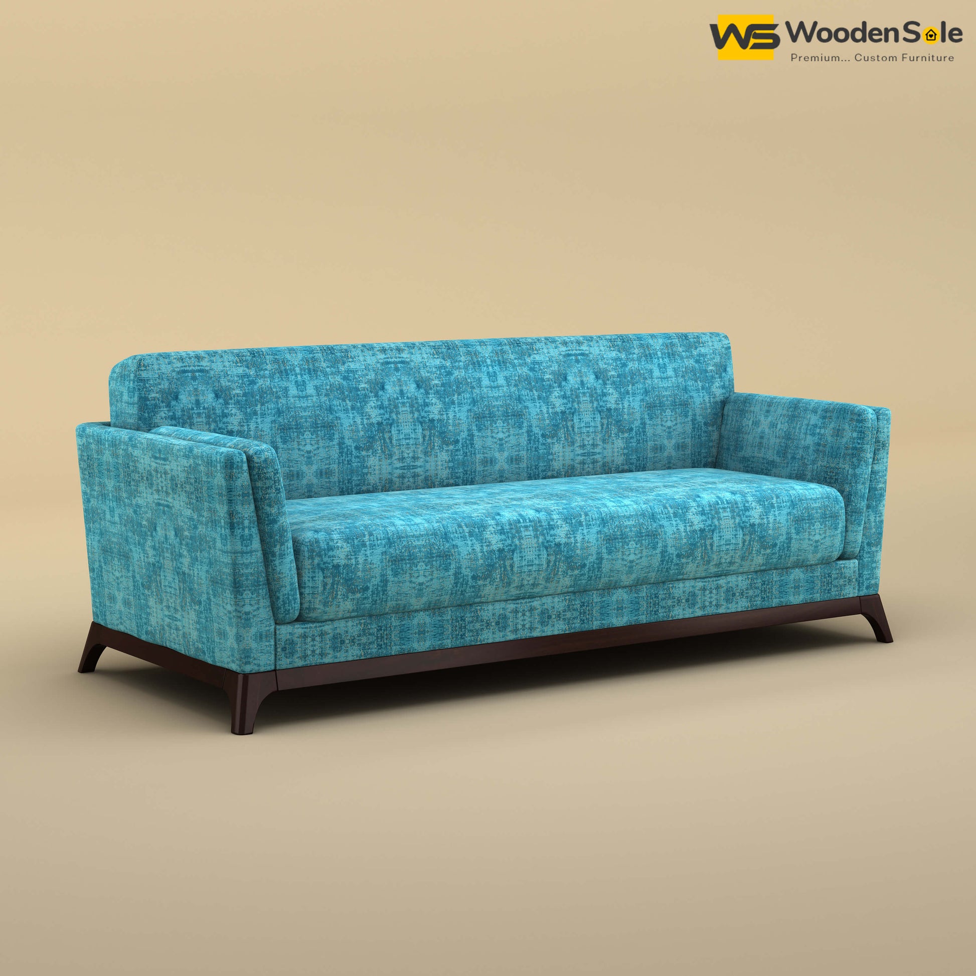Bruno 3 Seater Sofa (Cotton, Teal Blue)