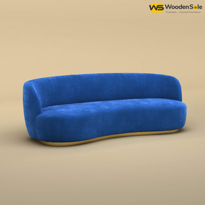 Rene Curved Modern 3-Seater Sofa (Velvet, Royal Blue)