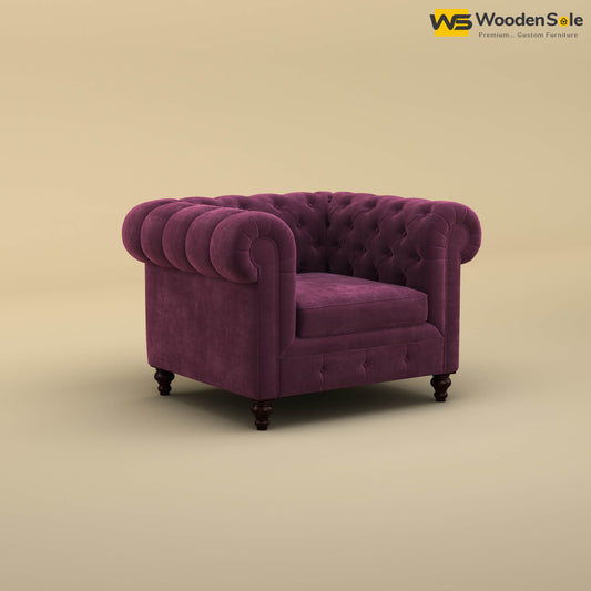 Maharaja Fabric 1 Seater Sofa (Velvet, Dark Purple)