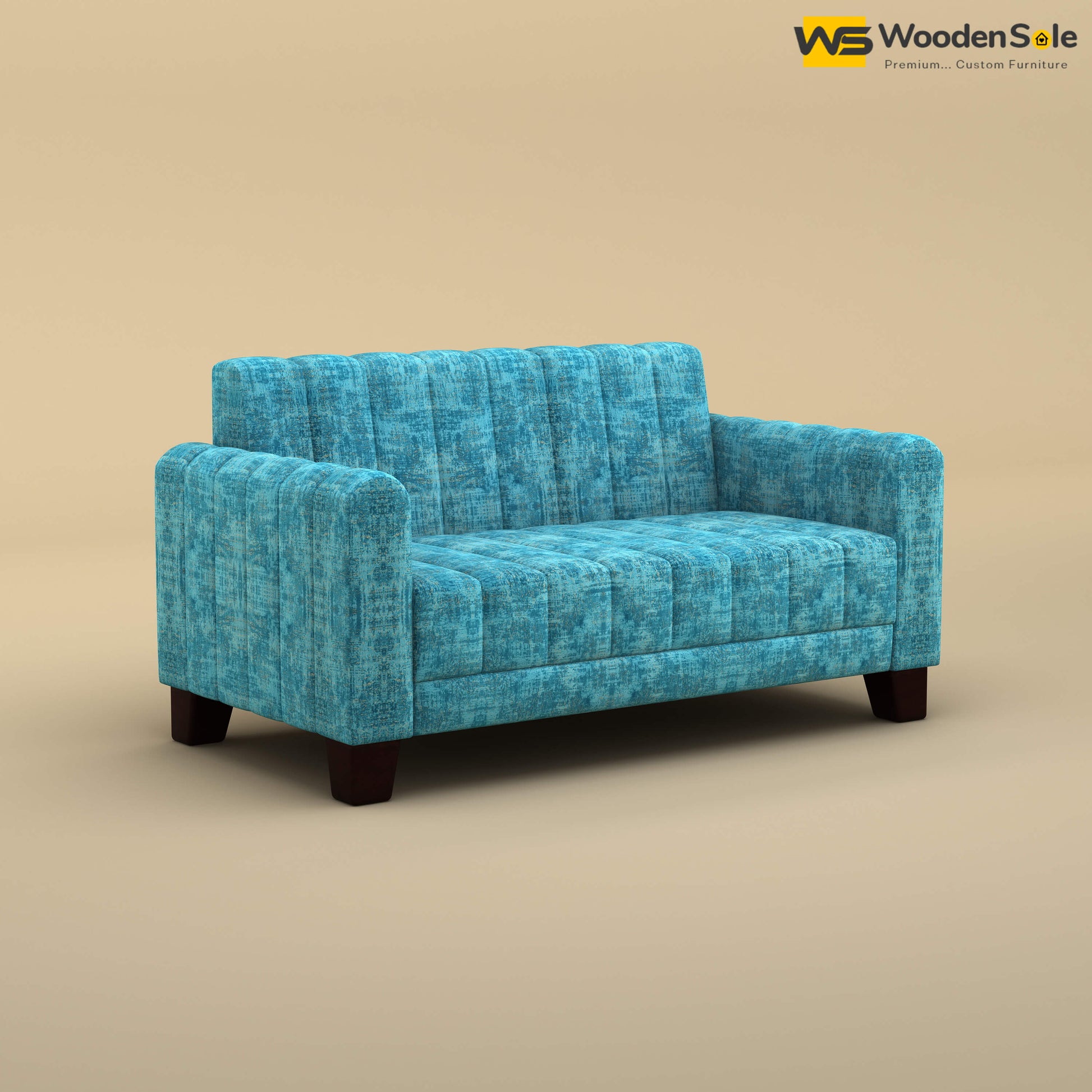 Furo 2 Seater Fabric Sofa (Cotton, Teal Blue)