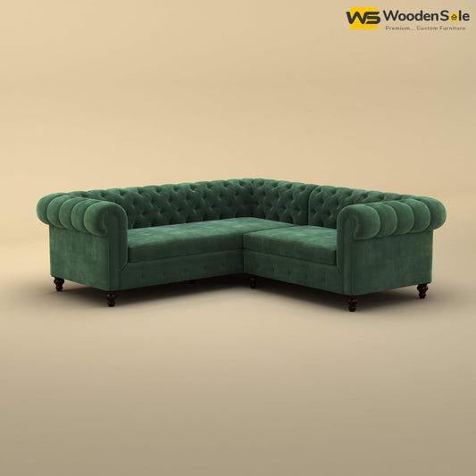 Maharaja Corner Sofa (Velvet, Forest Green)