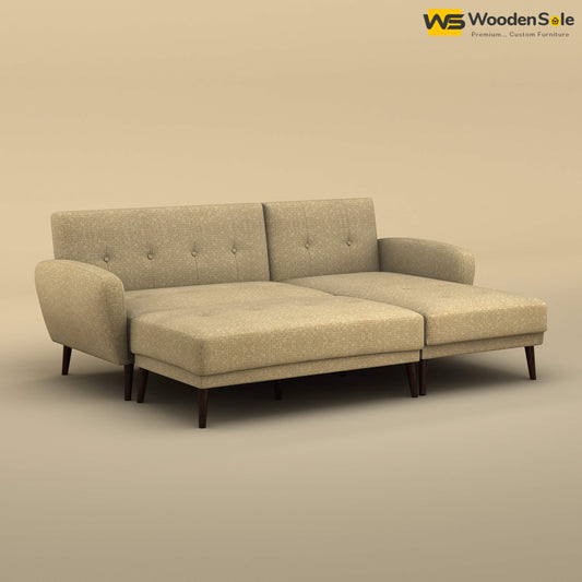 Daisy L Shape Sofa Cum Bed (Cotton, Faux Cream)