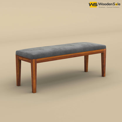 Sheesham Wood Bench With Cushion (Honey Finish)