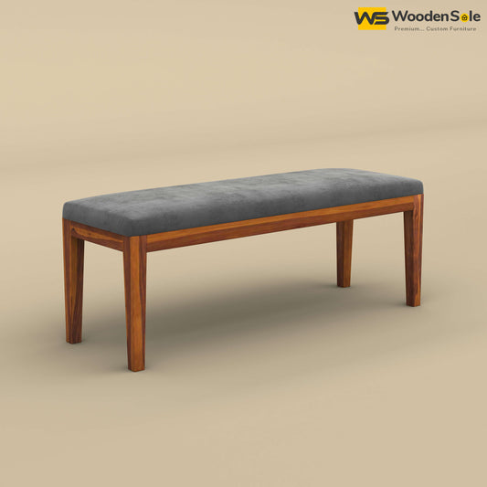 Sheesham Wood Bench With Cushion (Honey Finish)