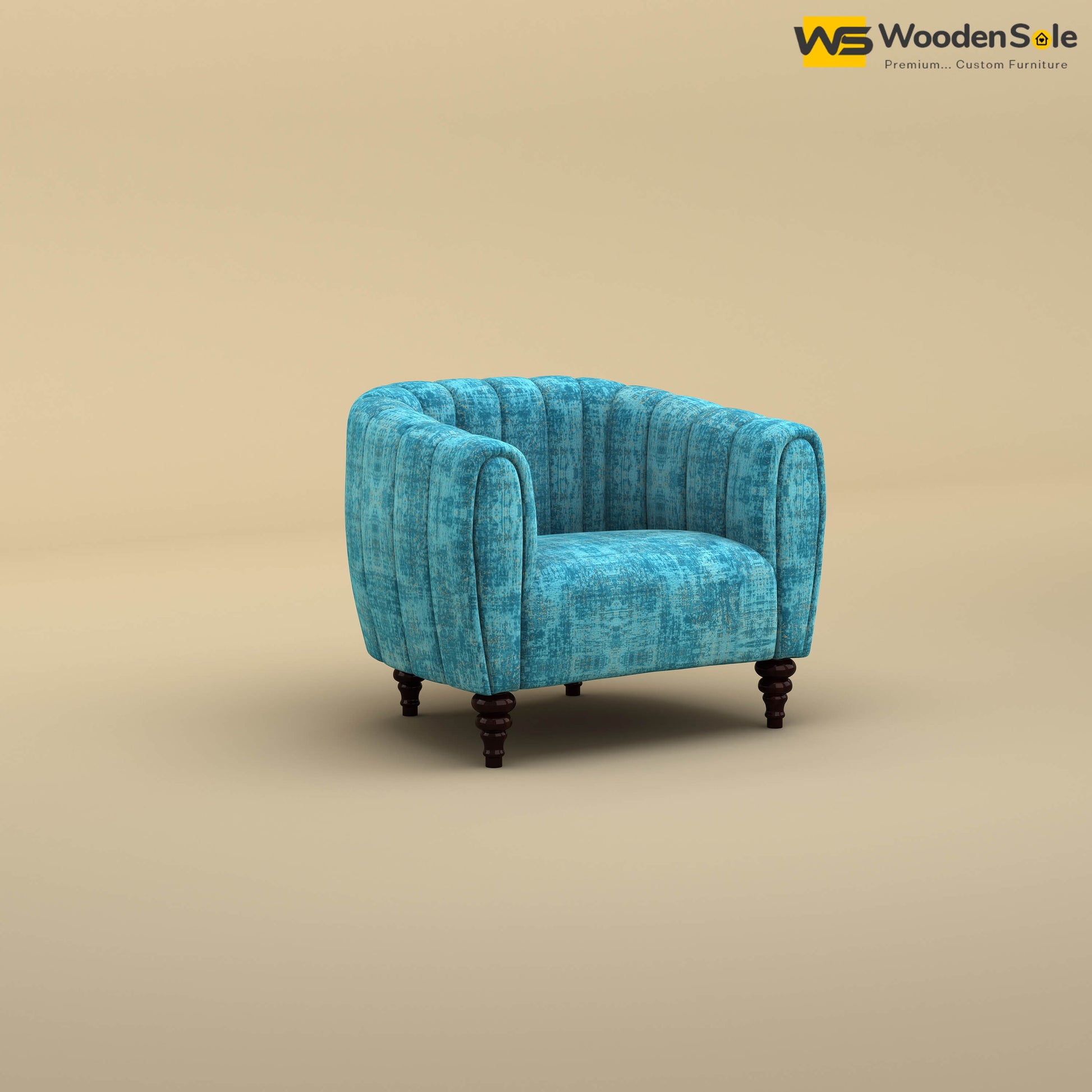 Amaya Single Seater Fabric Sofa (Cotton, Teal Blue)