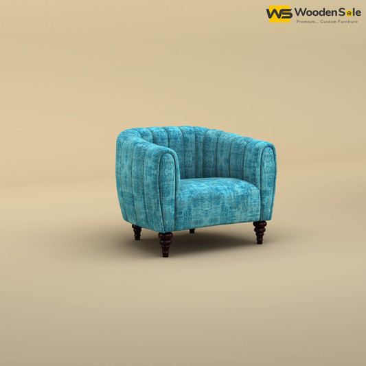 Amaya Single Seater Fabric Sofa (Cotton, Teal Blue)