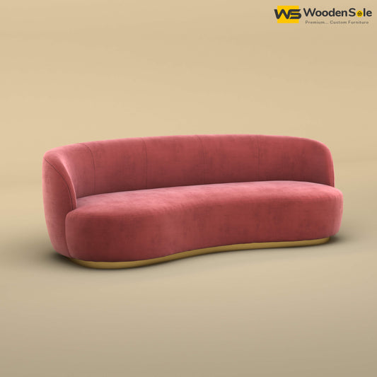 Rene Curved Modern 3-Seater Sofa (Velvet, Pink)