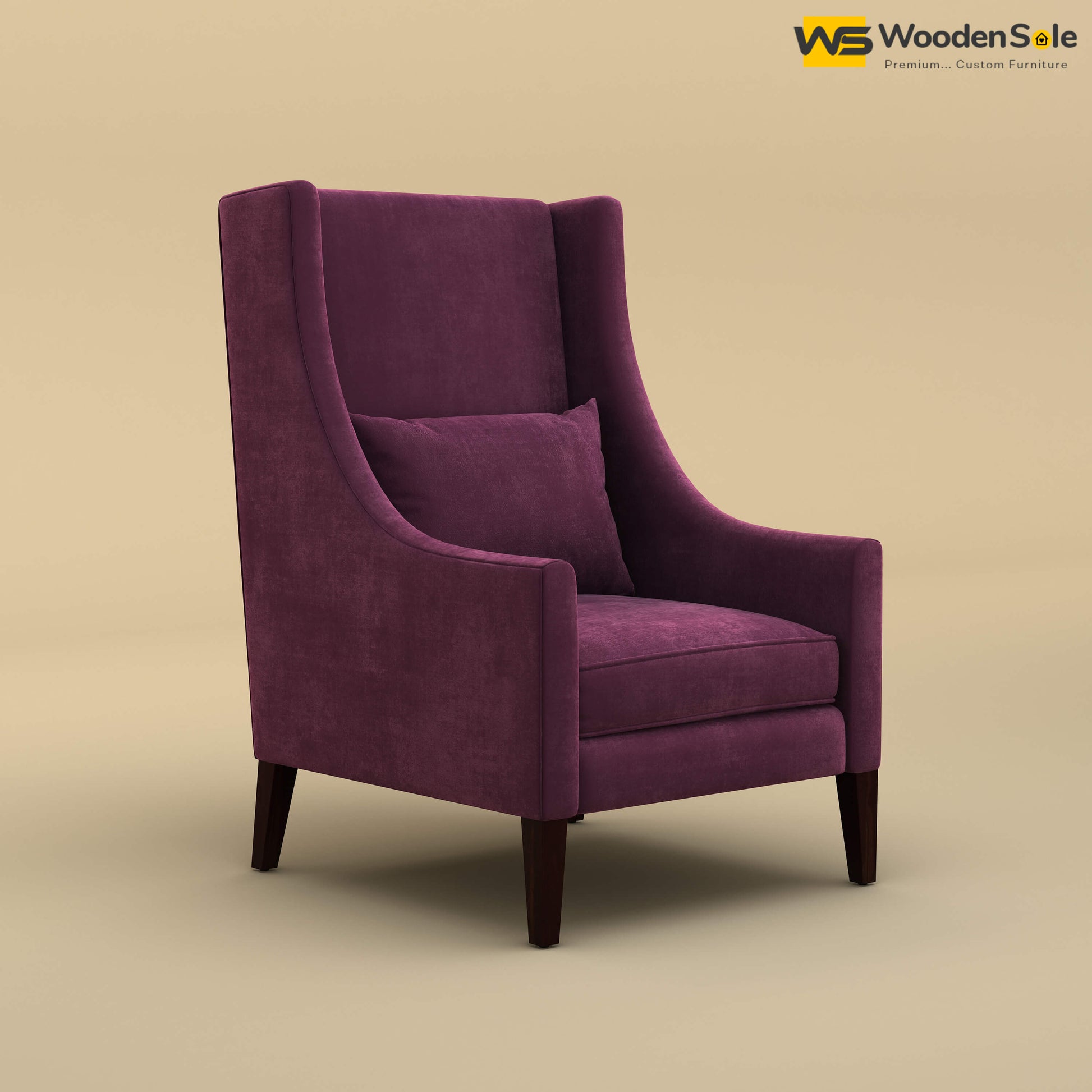 Bonito High Back Lounge Chair (Velvet, Dark Purple)