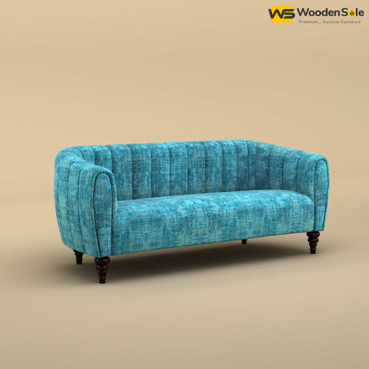 Amaya Three Seater Fabric Sofa (Cotton, Teal Blue)