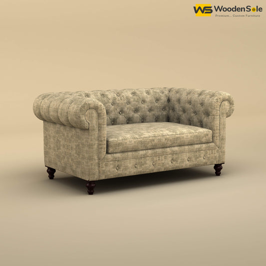 Maharaja Fabric 2 Seater Sofa (Cotton, Patchy Cream)