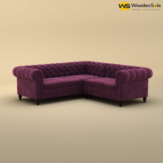 Maharaja Corner Sofa (Velvet, Dark Purple)
