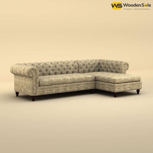 Maharaja L Shaped Sofa (Cotton, Patchy Cream)