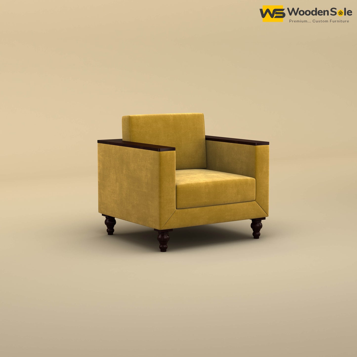 Tivoli 1 Seater Fabric Sofa (Velvet, Mustard Yellow)