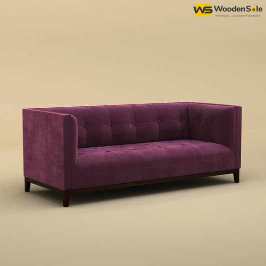 Loren Three Seater Fabric Sofa (Velvet, Dark Purple)
