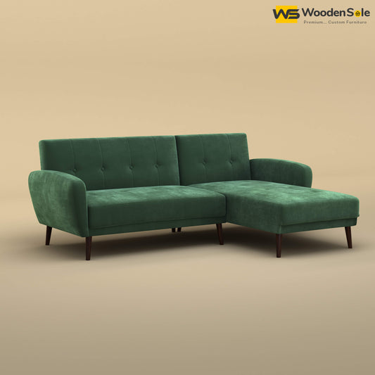 Daisy L Shape Sofa (Velvet, Forest Green)