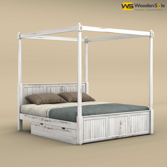 Angelo Poster Bed with Drawer (King Size, Distress Finish)