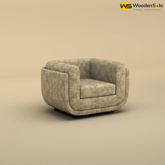 Vedant 1 Seater Fabric Sofa (Cotton, Patchy Cream)