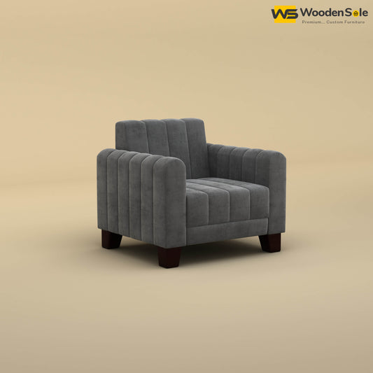 Furo 1 Seater Fabric Sofa (Velvet, Charcoal Gray)