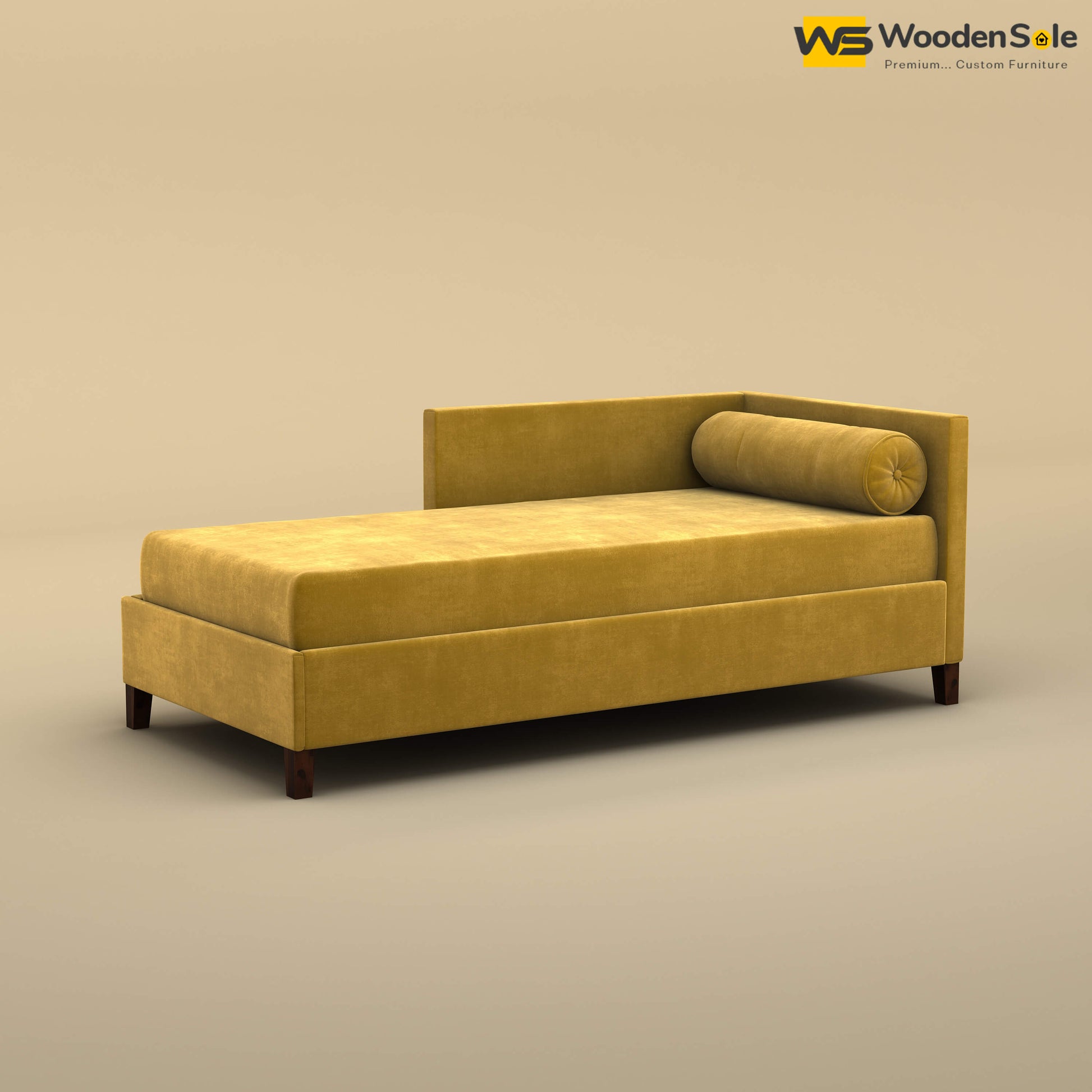 Daina Chaise Lounge (Velvet, Mustard Yellow)