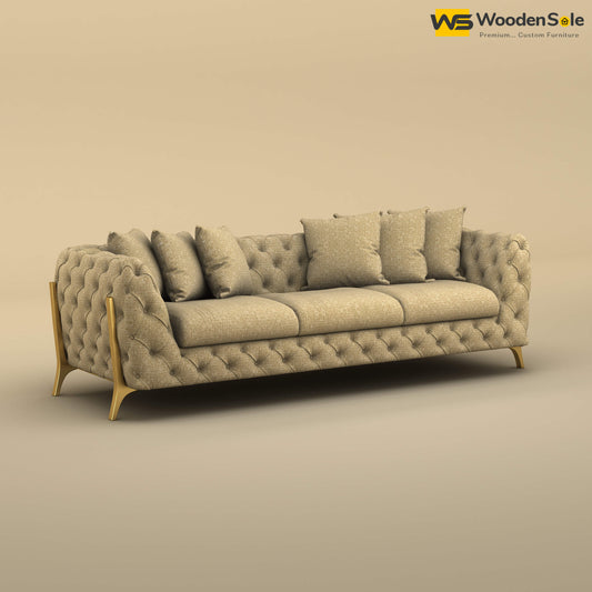 Adhira 3 Seater Premium Sofa (Cotton, Faux Cream)