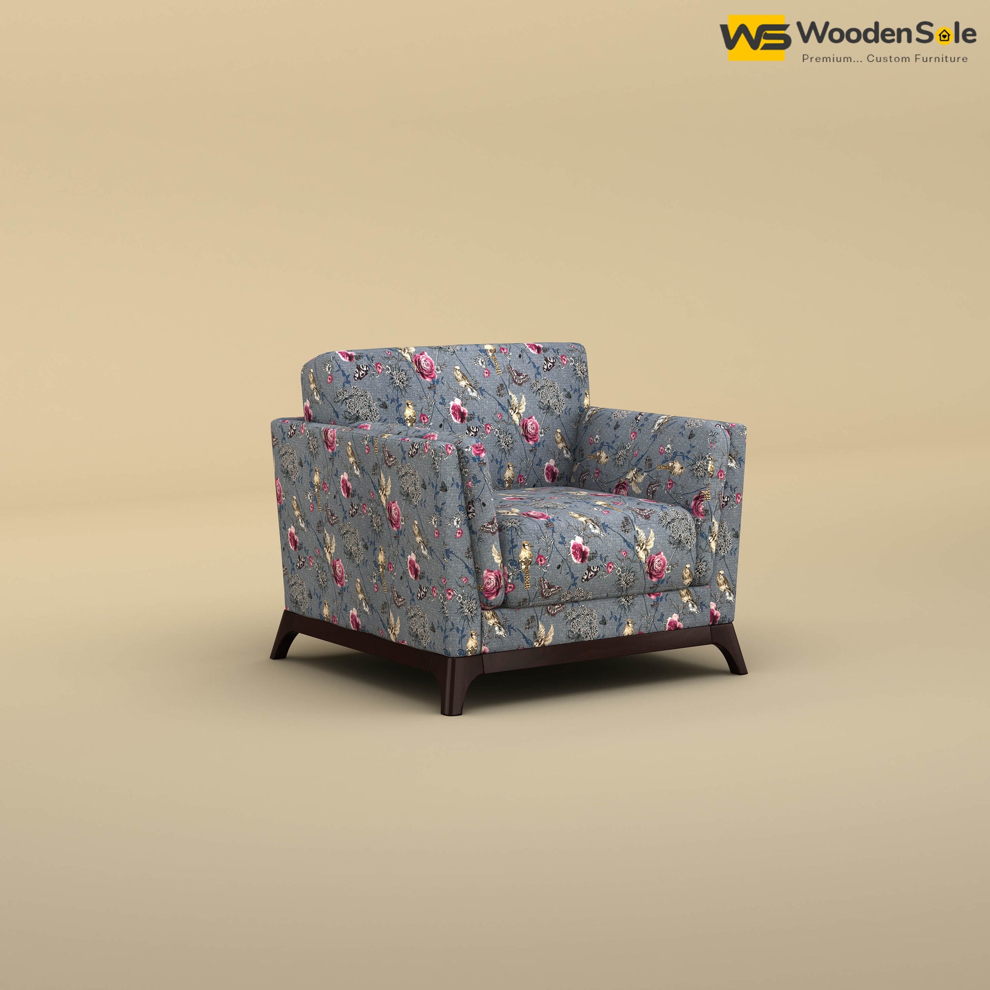 Bruno 1 Seater Sofa (Cotton, Floral Printed)