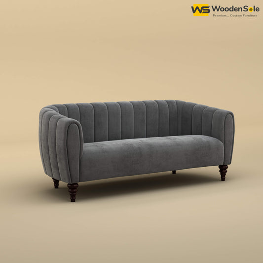 Amaya Three Seater Fabric Sofa (Velvet, Charcoal Gray)