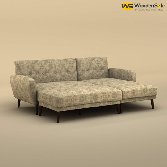 Daisy L Shape Sofa Cum Bed (Cotton, Patchy Cream)