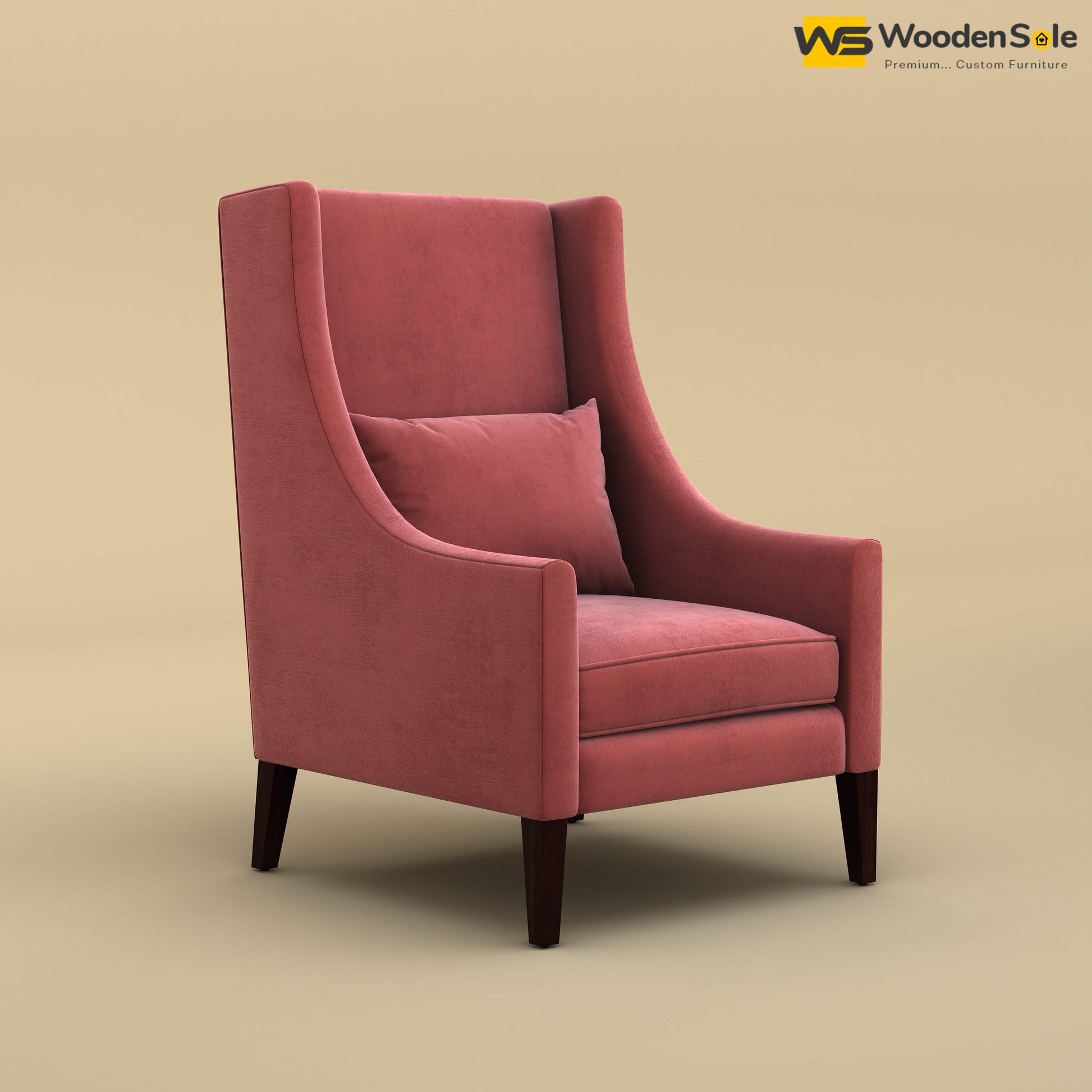 Bonito High Back Lounge Chair (Velvet, Pink)