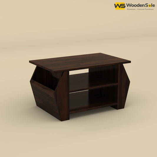 Compact Sheesham Wood Coffee Table (Walnut Finish)
