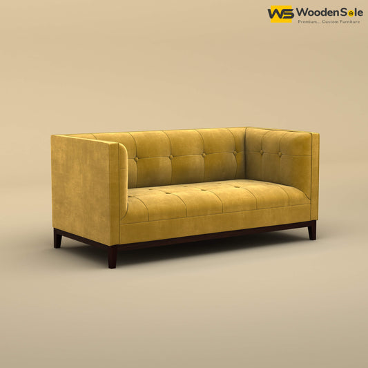 Loren Two Seater Fabric Sofa (Velvet, Mustard Yellow)