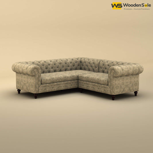 Maharaja Corner Sofa (Cotton, Patchy Cream)
