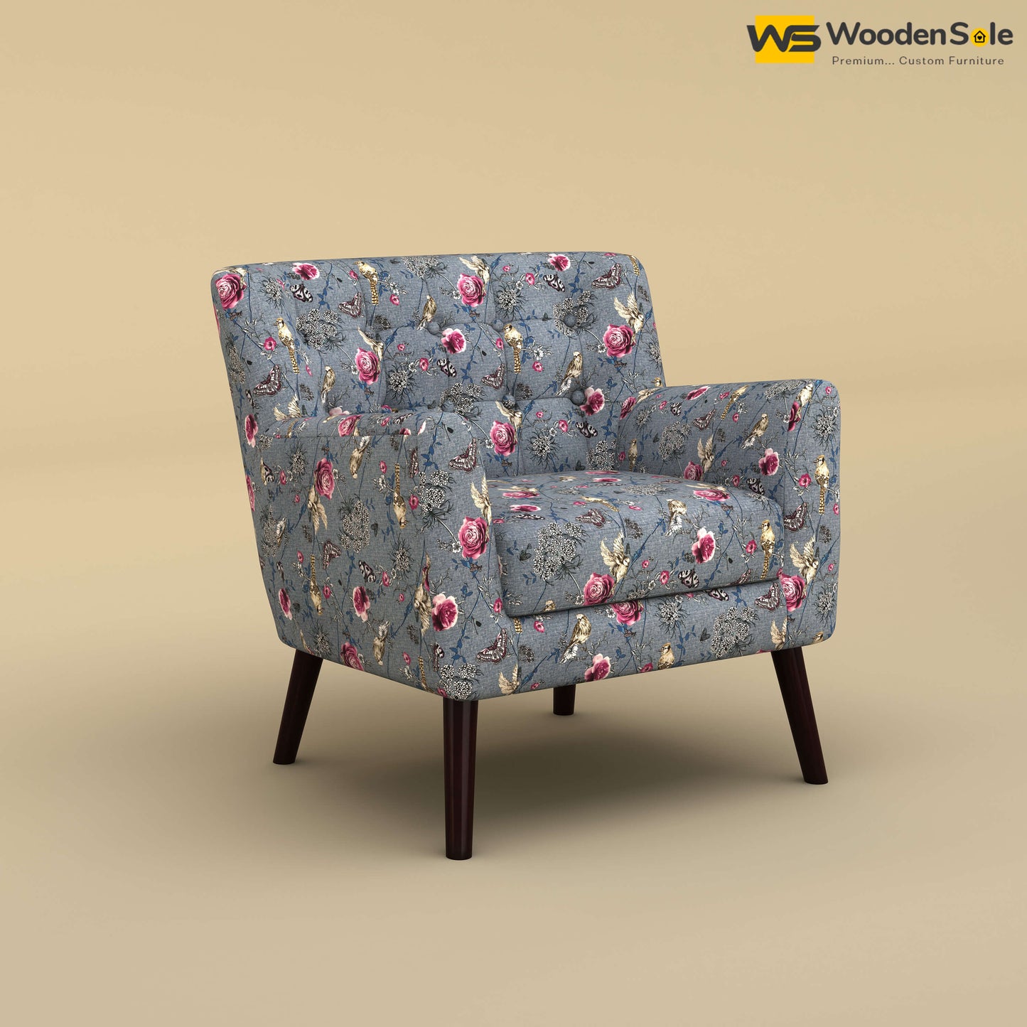 Figo Tufted Lounge Chair (Cotton, Floral Printed)