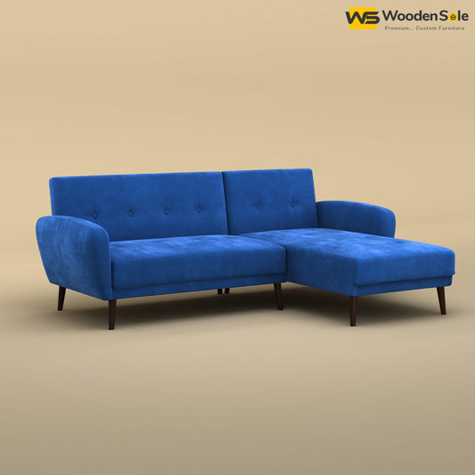 Daisy L Shape Sofa (Velvet, Royal Blue)