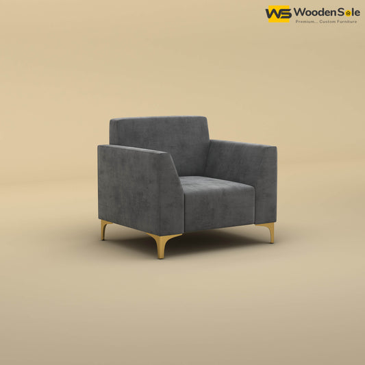 Nayobi 1 Seater Sofa (Velvet, Charcoal Gray)
