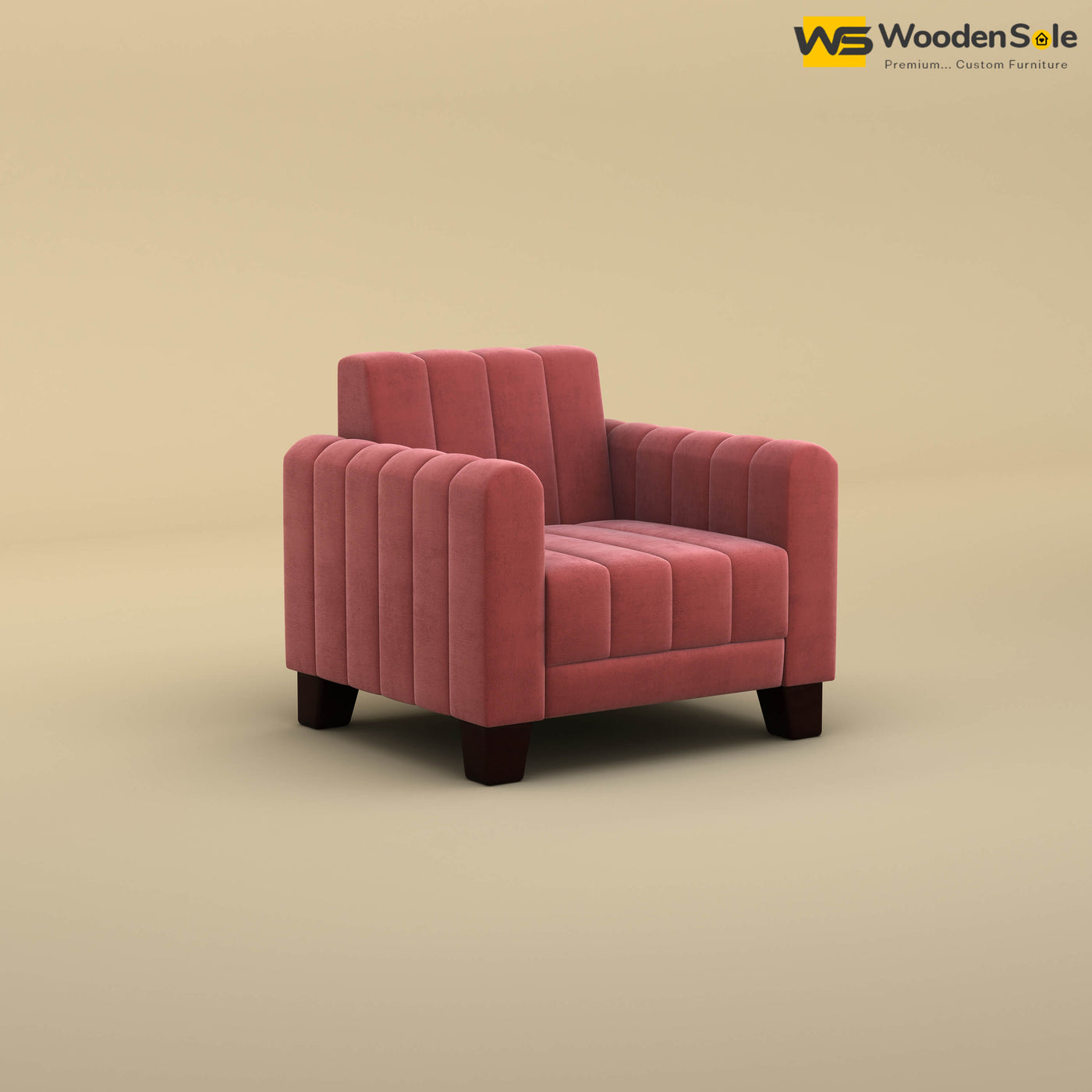 Furo 1 Seater Fabric Sofa (Velvet, Pink)