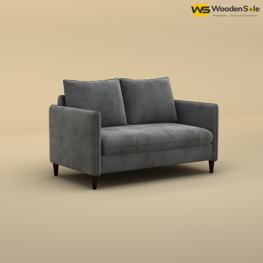Citron 2 Seater Fabric Sofa (Velvet, Charcoal Gray)